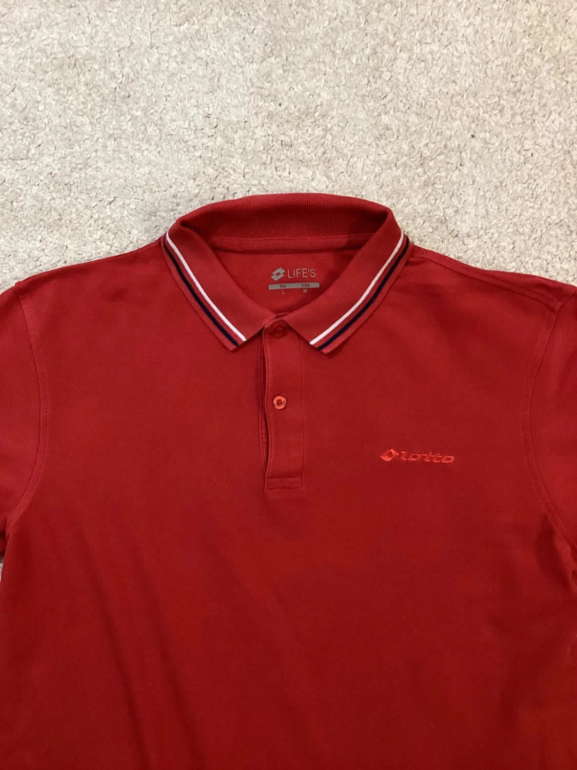 🔴 Polo Lotto Life’s - Rouge Vif - Taille M