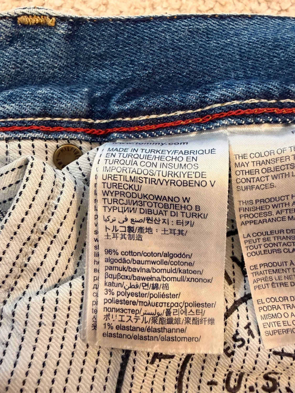 Jean Tommy Hilfiger Bleecker Slim Fit Stretch Bleu Coton Polyester Élasthanne W30 (FR 38) Raccourci – Homme – Très Bon état