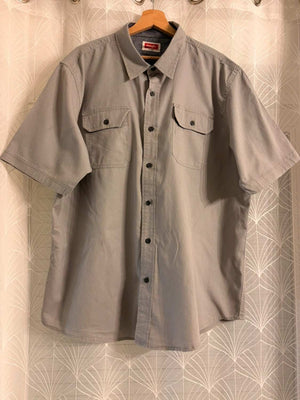 Chemise Wrangler Homme - Gris - Manches Courtes - Taille XL/TG