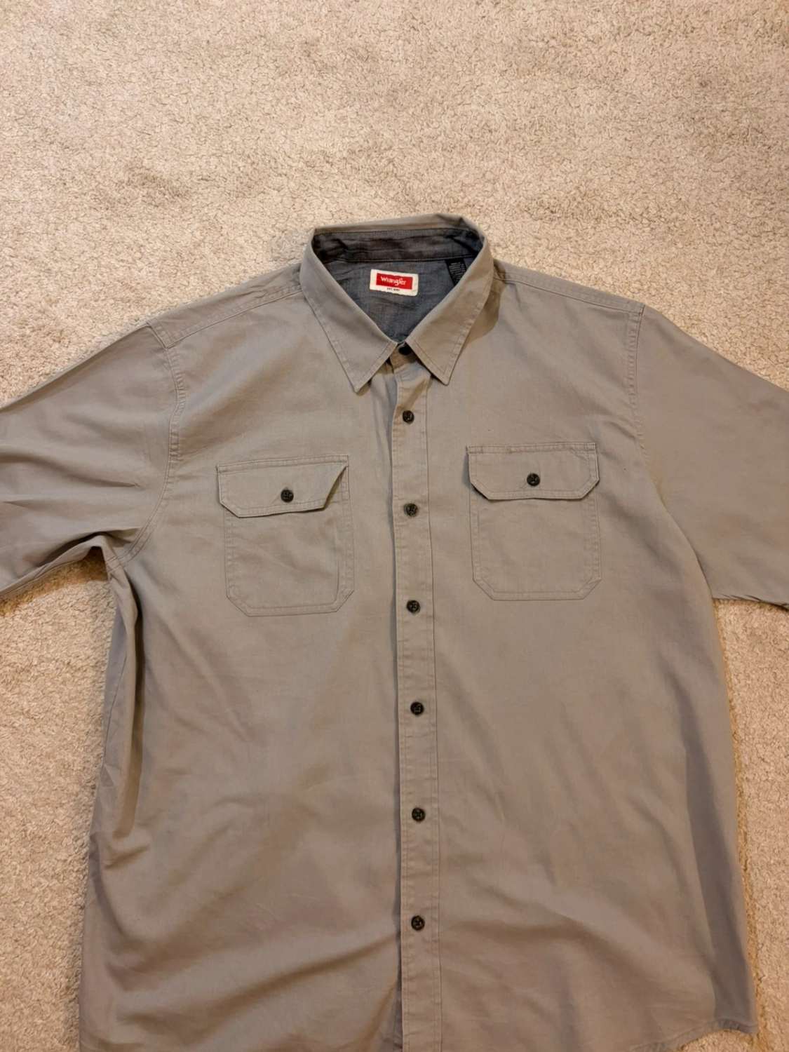 Chemise Wrangler Homme - Gris - Manches Courtes - Taille XL/TG