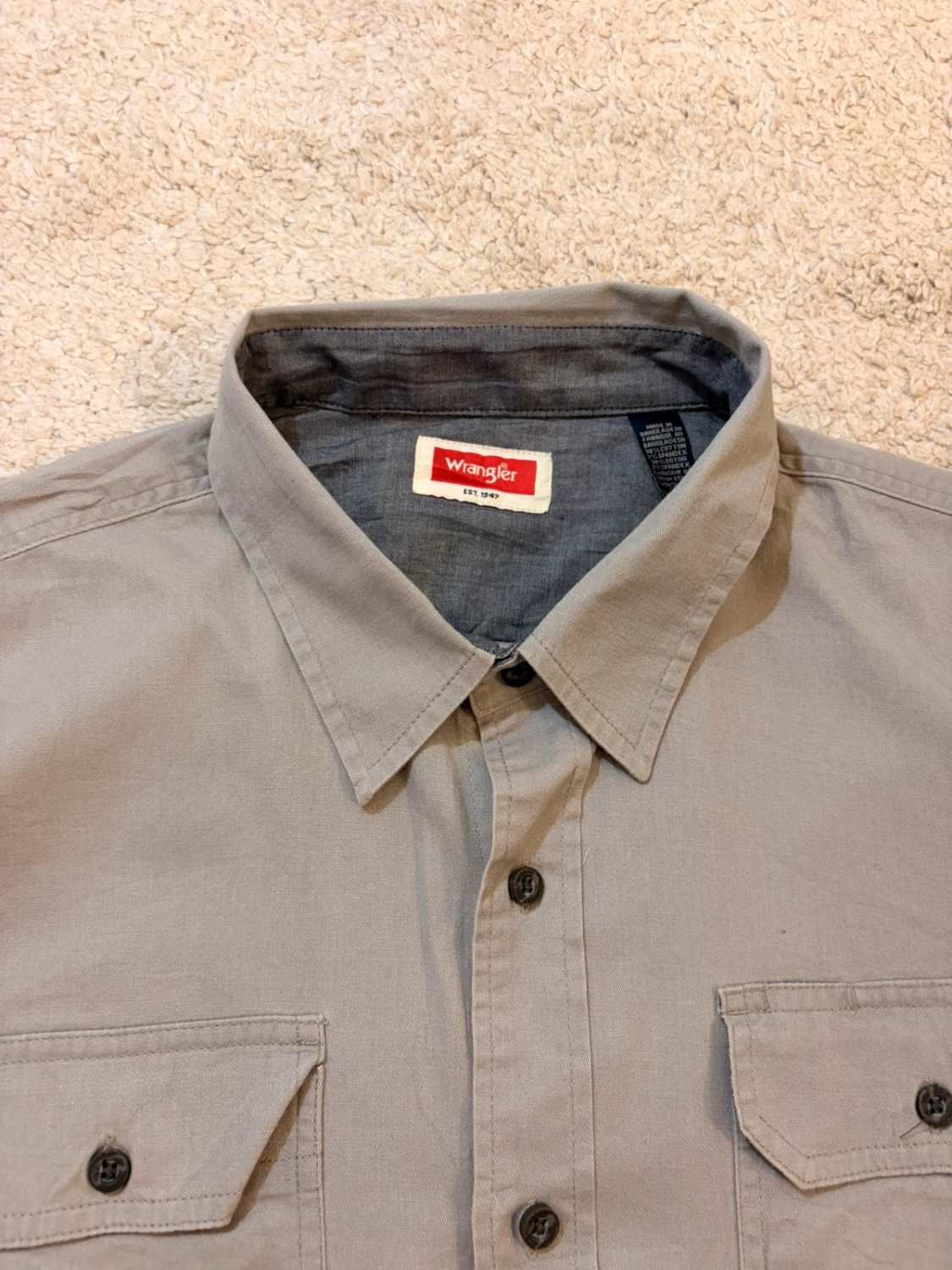Chemise Wrangler Homme - Gris - Manches Courtes - Taille XL/TG