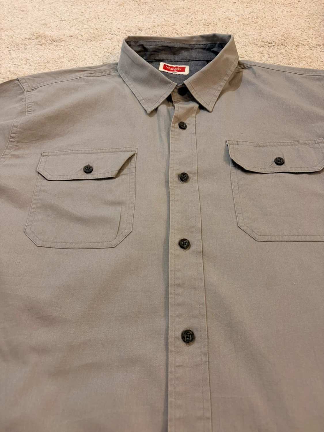 Chemise Wrangler Homme - Gris - Manches Courtes - Taille XL/TG