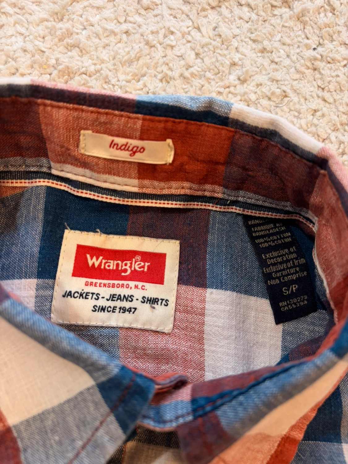Camisa Wrangler Homem Índigo - Xadrez - Tamanho S/P