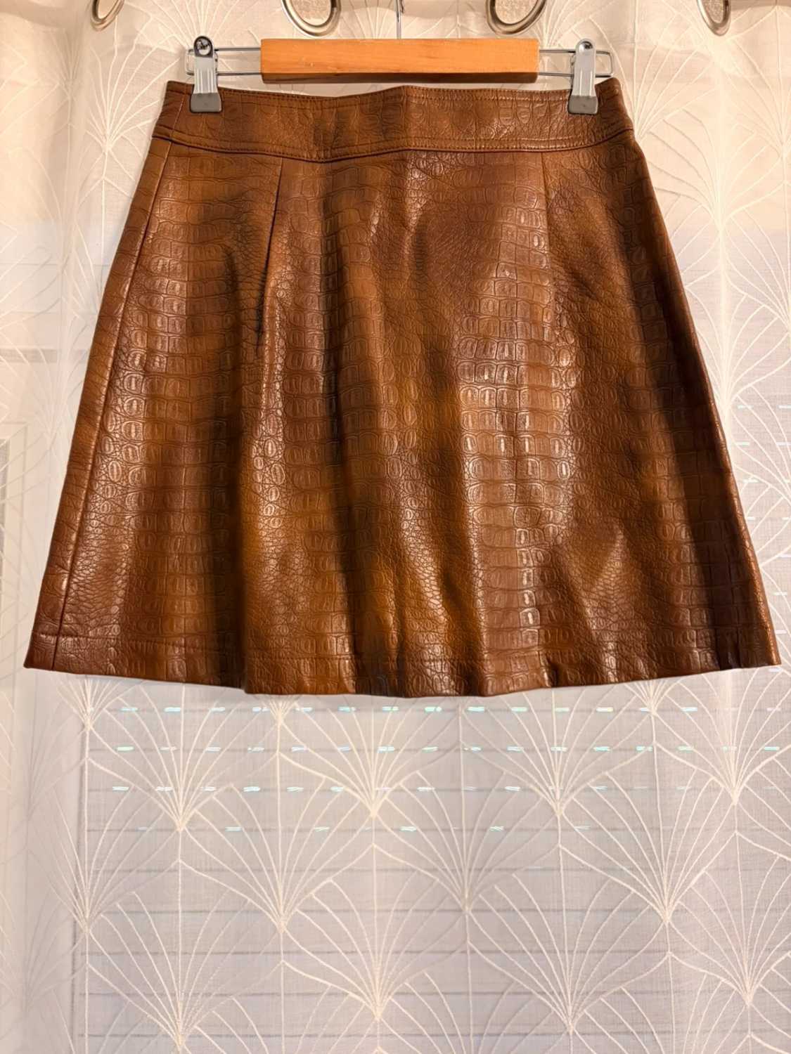 Jupe Zara Imitation Cuir Marron - Taille M