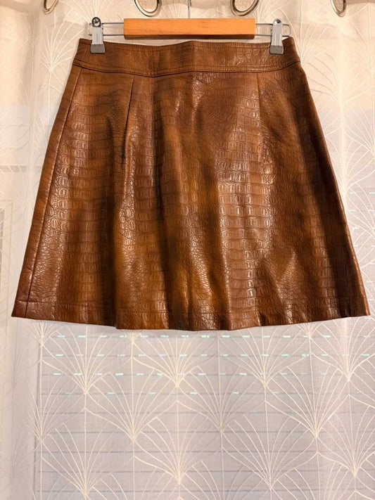 Jupe Zara Imitation Cuir Marron - Taille M