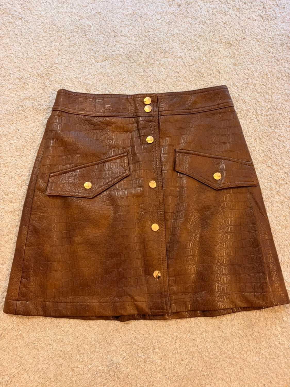 Jupe Zara Imitation Cuir Marron - Taille M