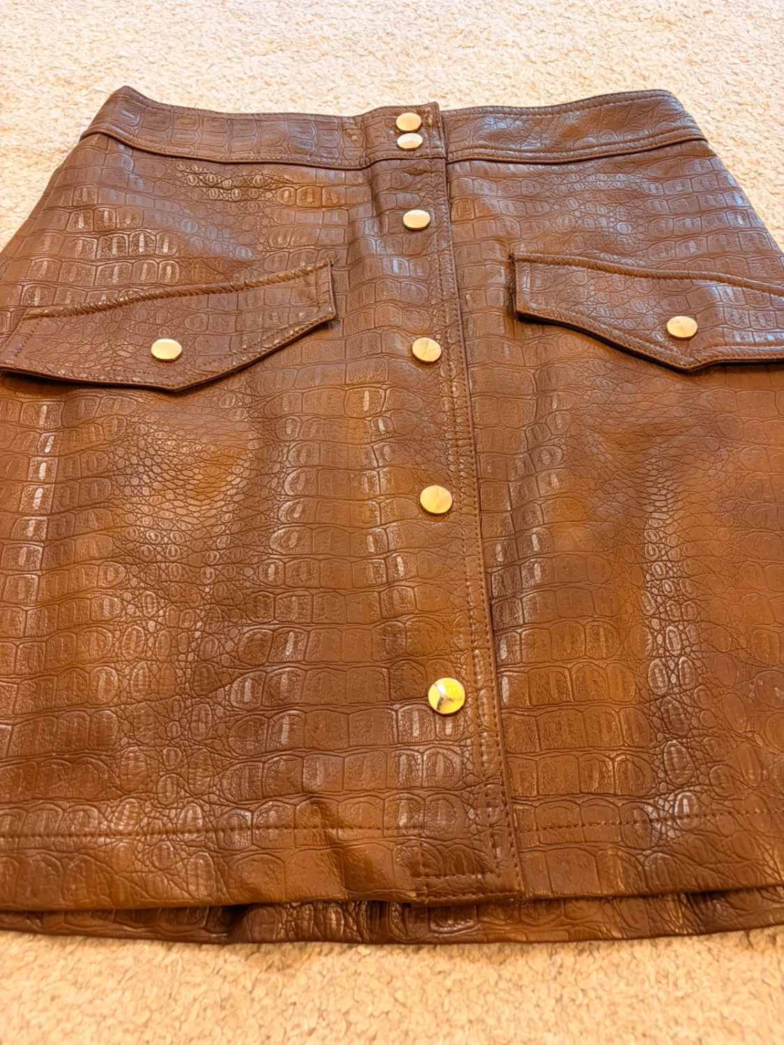 Jupe Zara Imitation Cuir Marron - Taille M