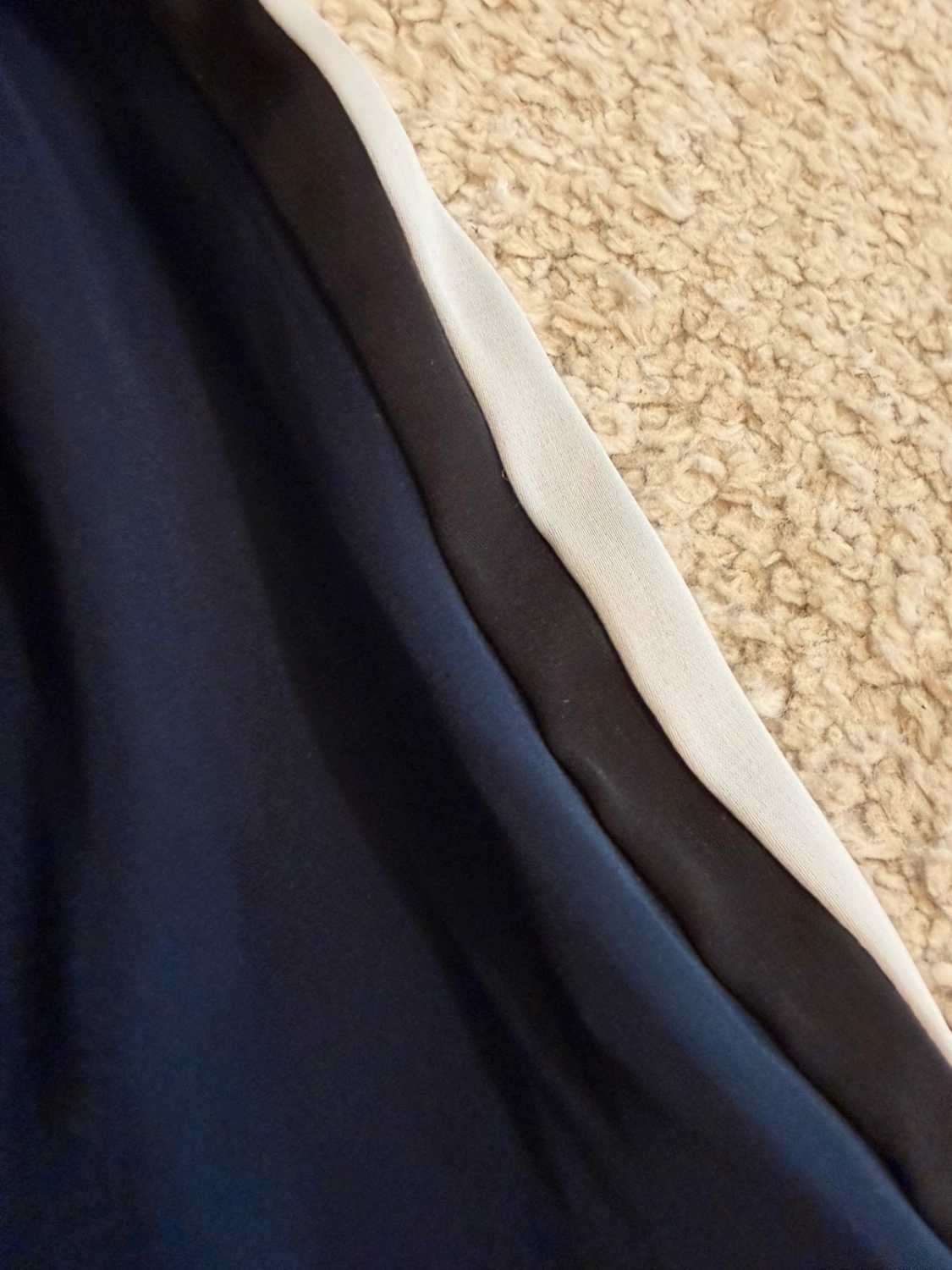 🔵 Pantalon de Survêtement Zara Basic - Marine avec Bandes Noires & Blanches - Taille S