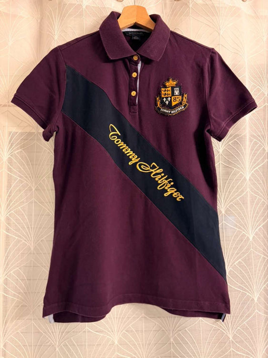 🍷 Polo Tommy Hilfiger Femme - Bordeaux - Taille M/L