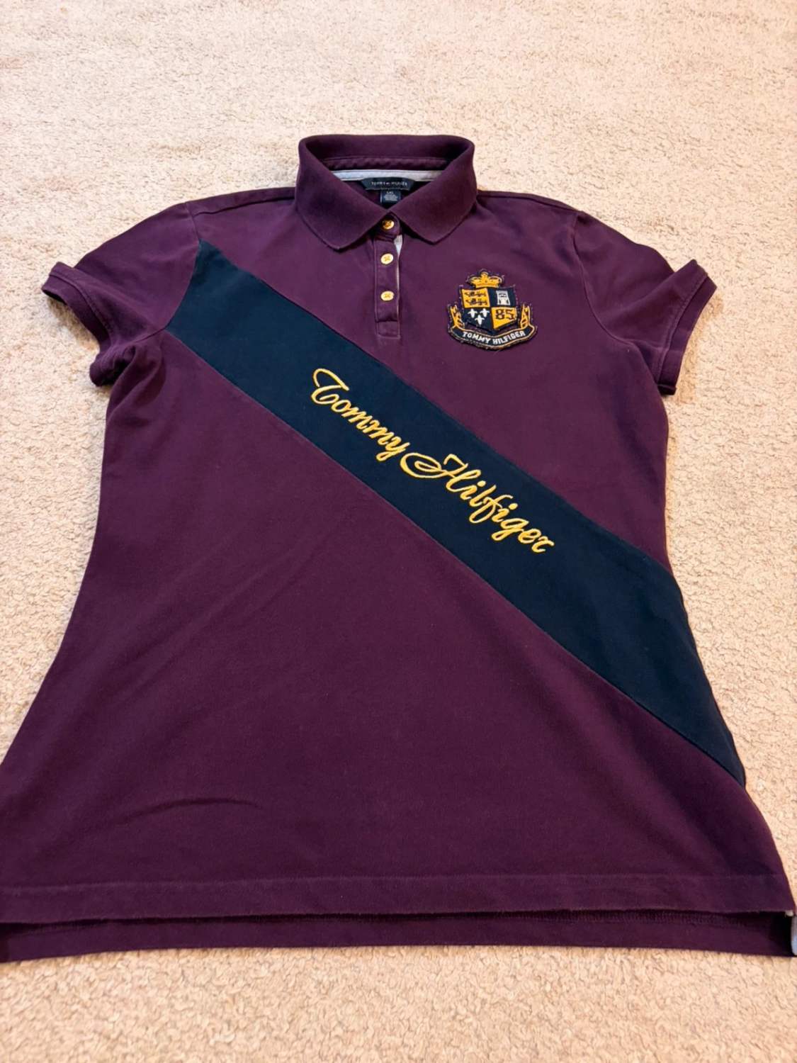 🍷 Polo Tommy Hilfiger Femme - Bordeaux - Taille M/L