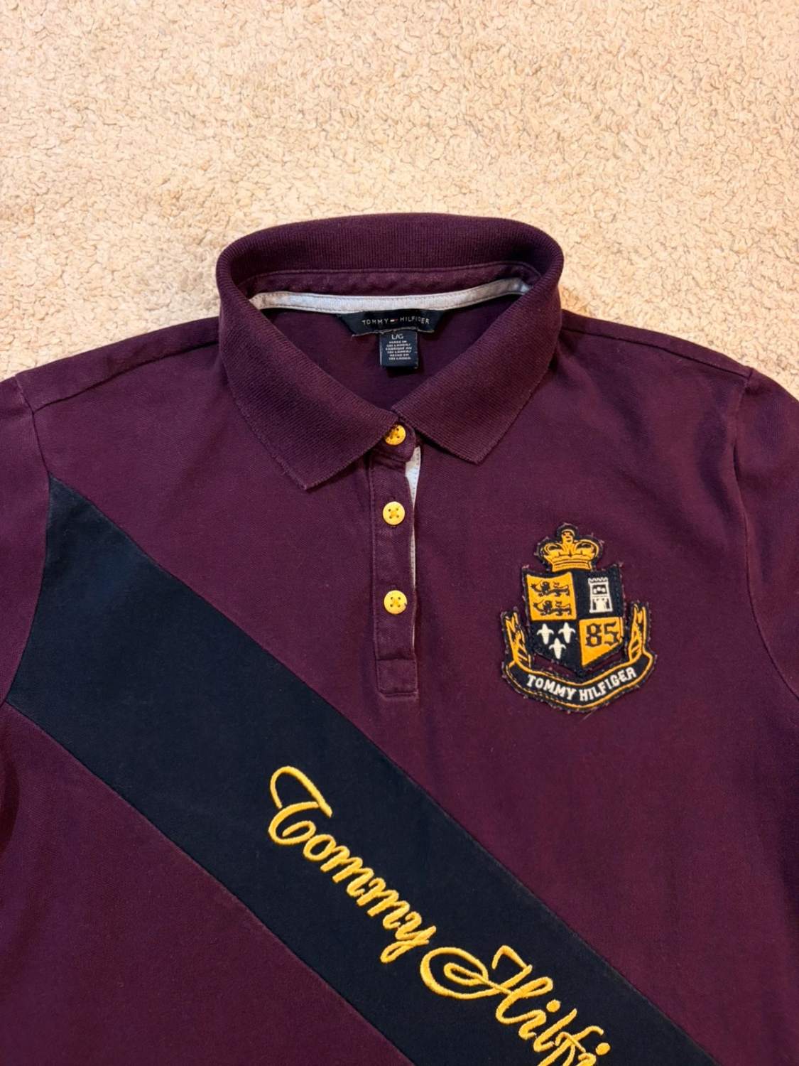🍷 Polo Tommy Hilfiger Femme - Bordeaux - Taille M/L