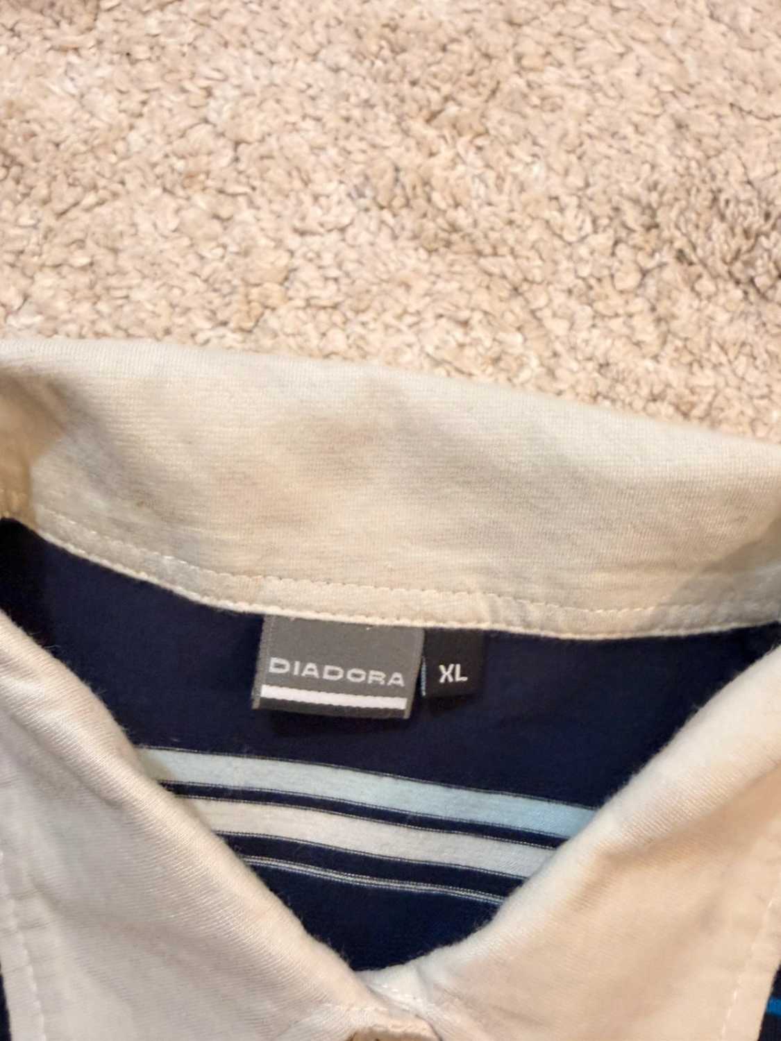 🌊💜 Polo Diadora Femme Rayé - Marine/Bleu/Violet/Blanc - Taille XL