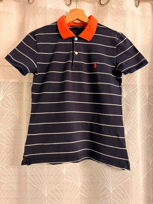 Polo Ralph Lauren Golf Femme Rayé - Marine/Blanc/Orange - Taille S