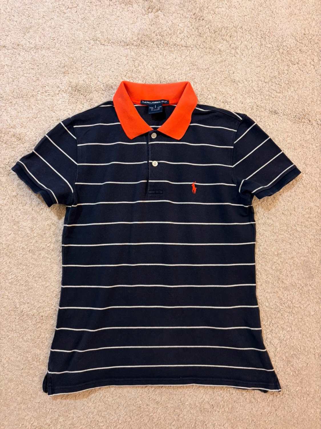 Polo Ralph Lauren Golf Femme Rayé - Marine/Blanc/Orange - Taille S