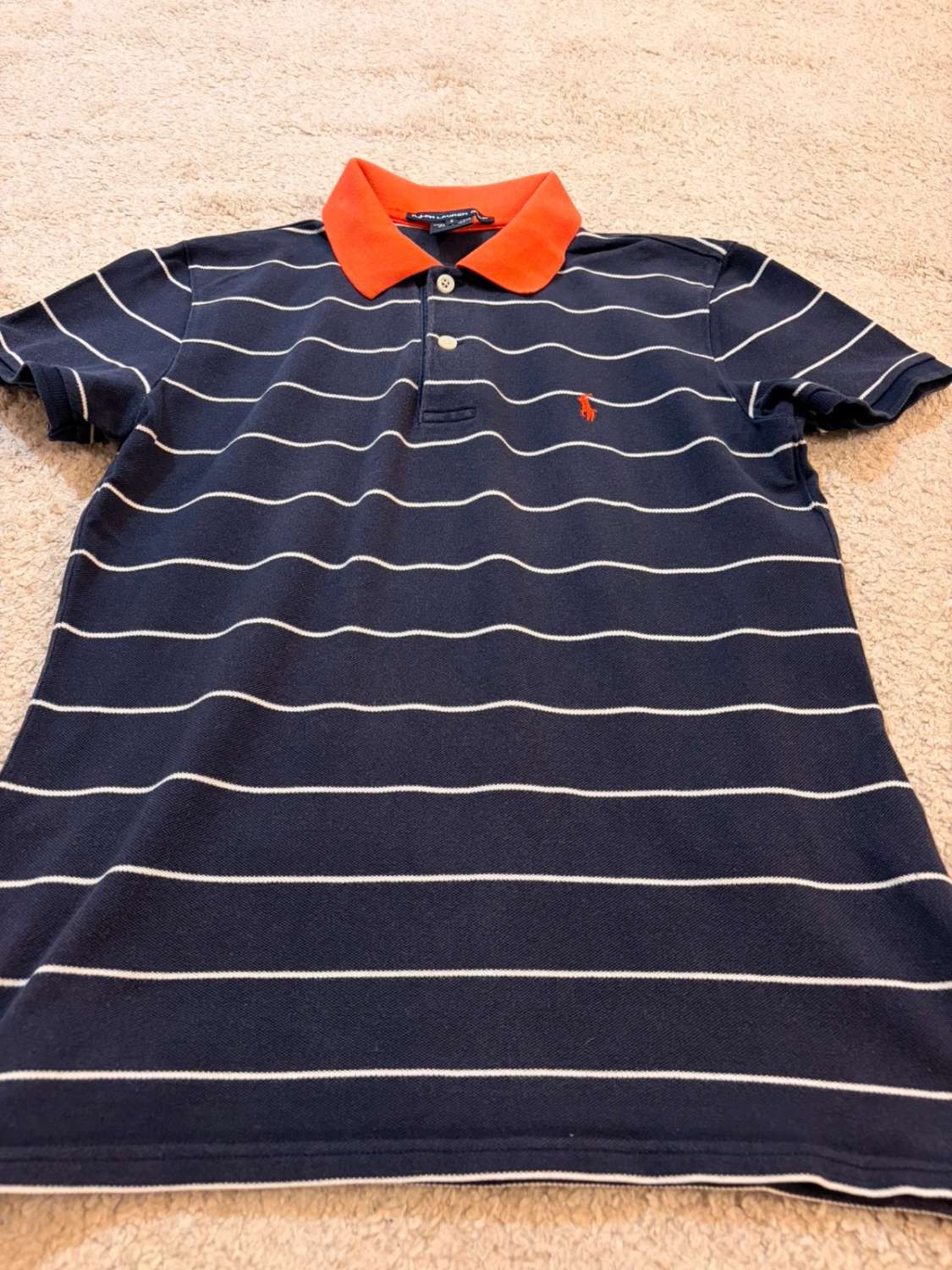 Polo Ralph Lauren Golf Femme Rayé - Marine/Blanc/Orange - Taille S