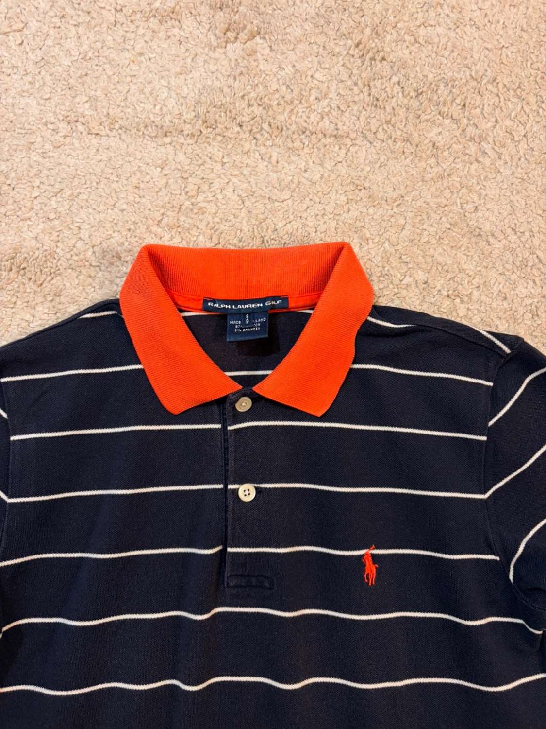 Polo Ralph Lauren Golf Femme Rayé - Marine/Blanc/Orange - Taille S