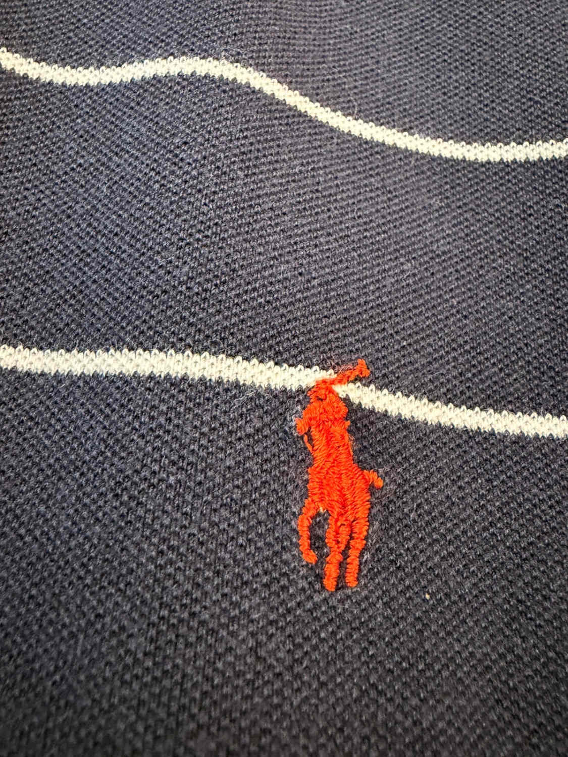 Polo Ralph Lauren Golf Femme Rayé - Marine/Blanc/Orange - Taille S