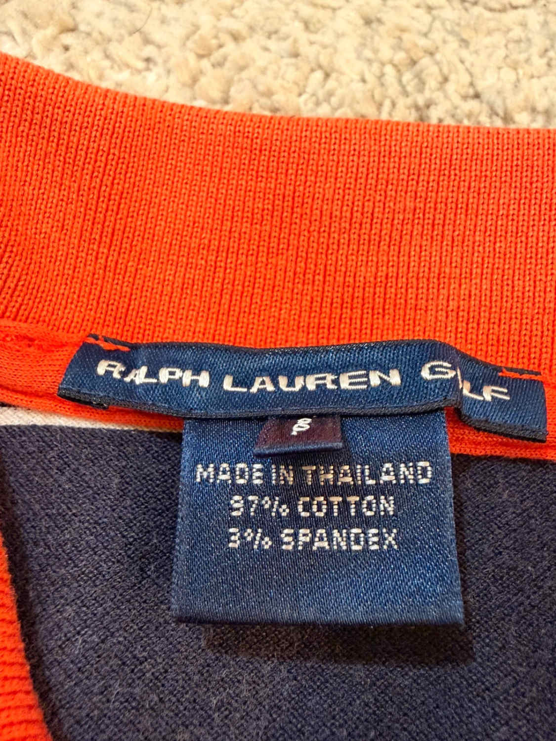 Polo Ralph Lauren Golf Femme Rayé - Marine/Blanc/Orange - Taille S