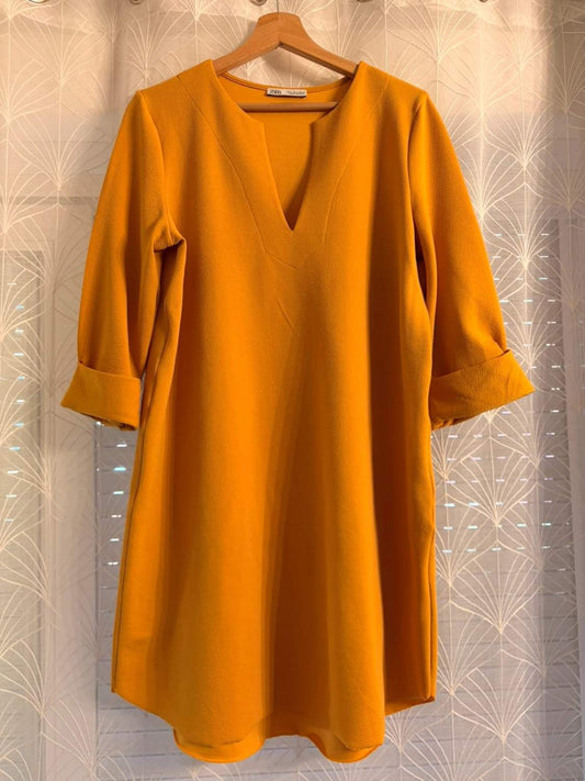 💛🌞 Tunique Zara Moutarde Col V - Éclat & Légèreté