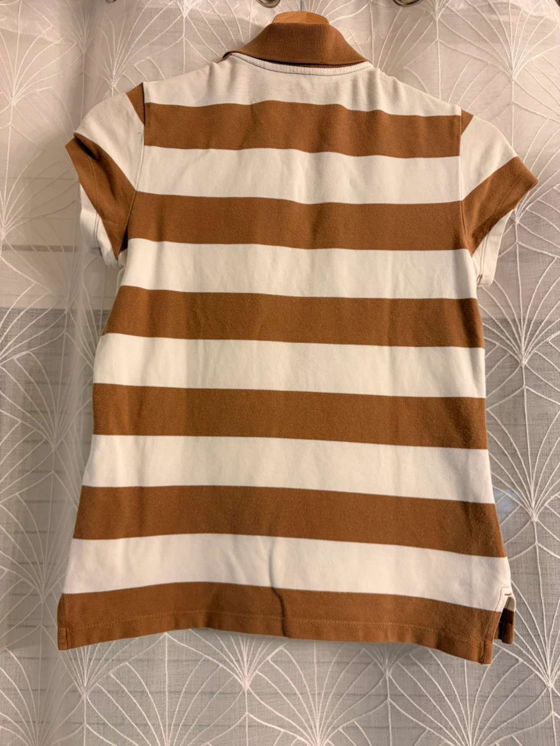 🤎 Polo Tommy Hilfiger Femme Rayé - Blanc & Marron - Taille XS/S