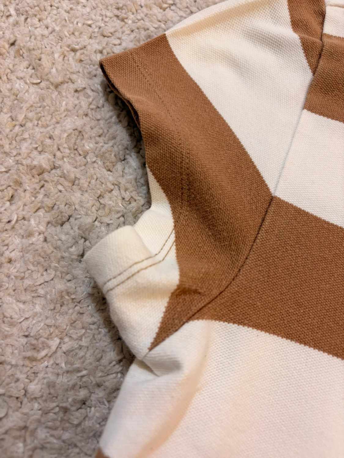 🤎 Polo Tommy Hilfiger Femme Rayé - Blanc & Marron - Taille XS/S