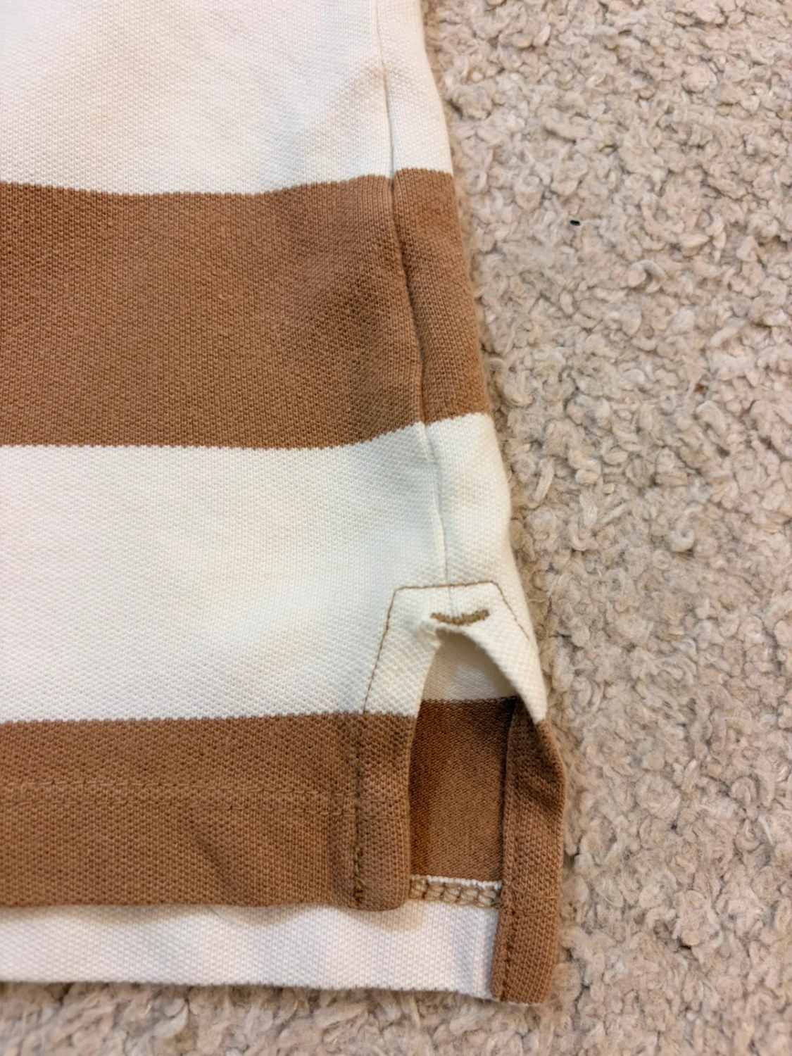 🤎 Polo Tommy Hilfiger Femme Rayé - Blanc & Marron - Taille XS/S