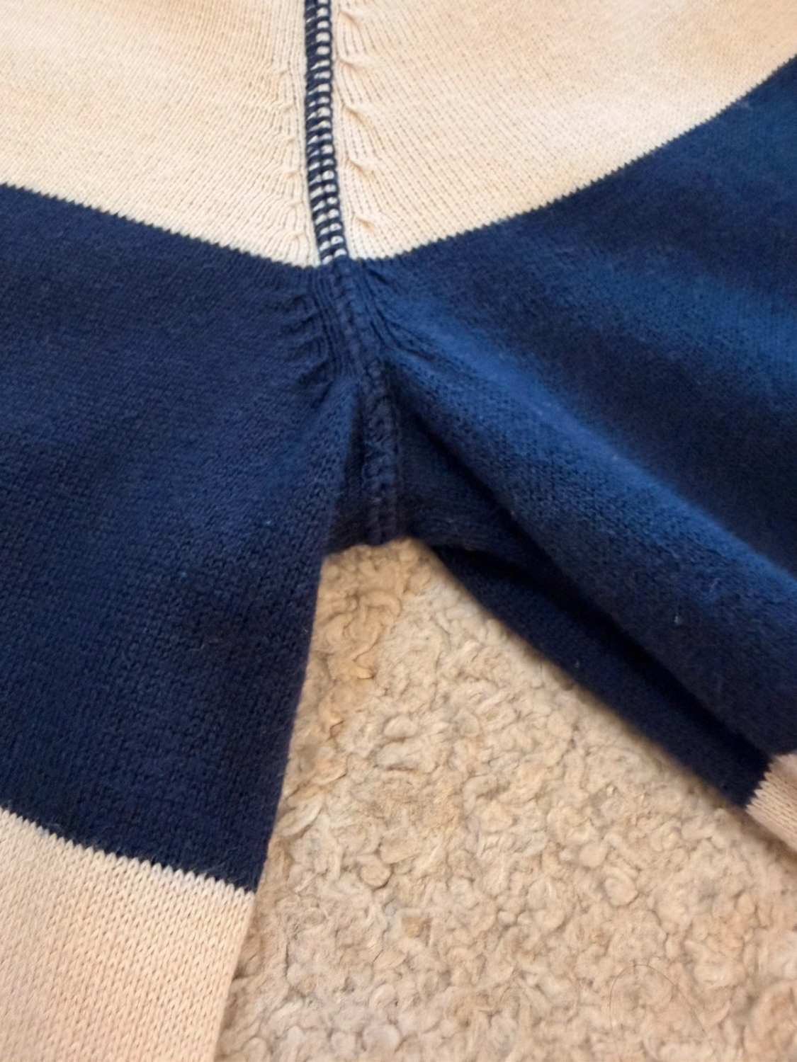 🔵🤍 Sweat Hilfiger Denim Femme - Rayures Marine & Crème - Taille S