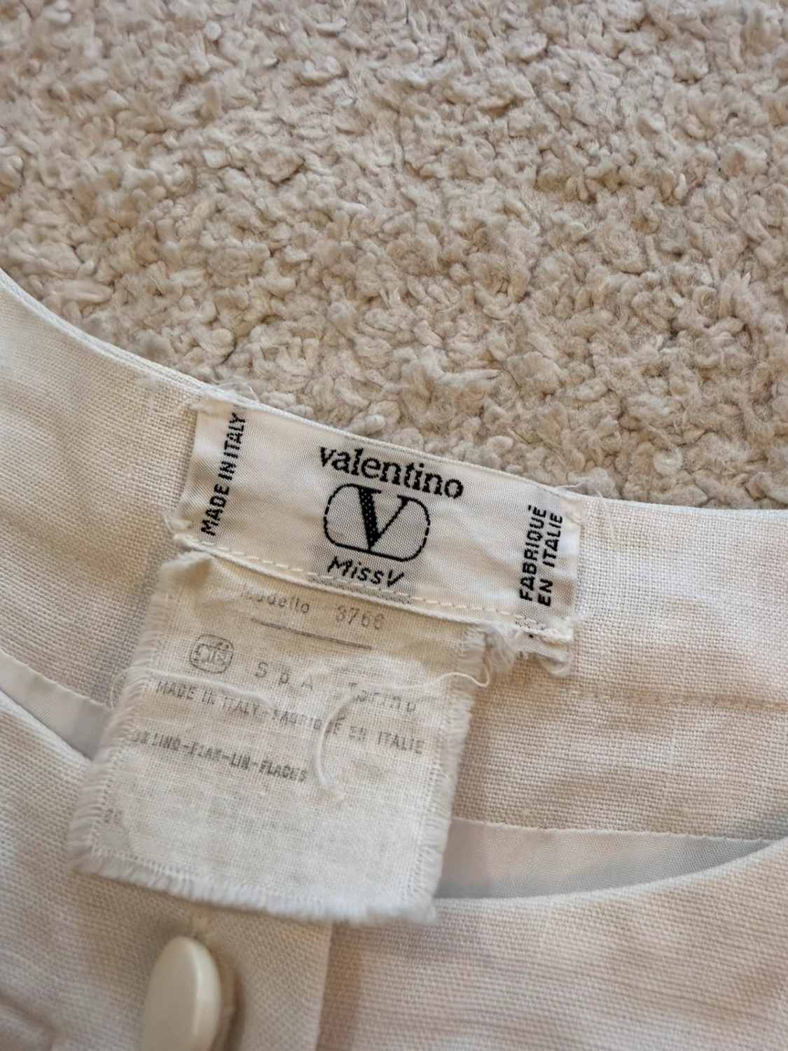 Robe Valentino Garavani Modello 3766 Lin Blanc/Gris - Pureté & Haute Couture
