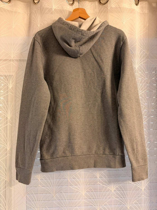 Sweat à capuche gris chiné, dos, vêtement seconde main mode décontractée