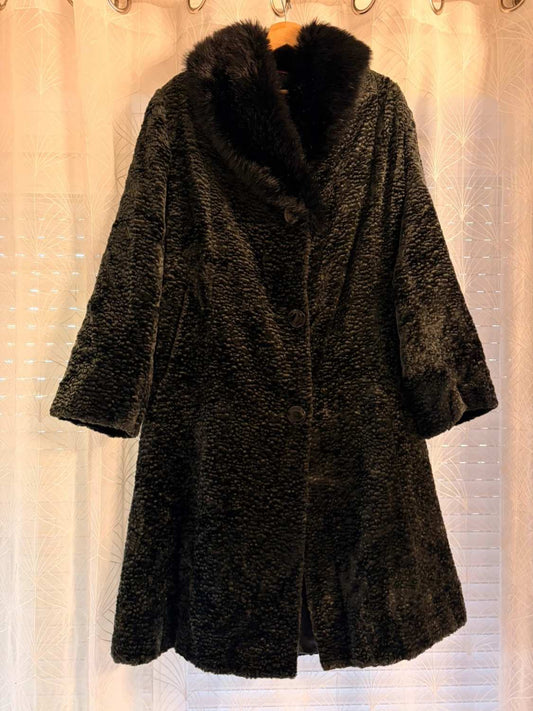🐺🧥 Manteau Pierre Cardin "Wolves" Noir Fausse Fourrure - Audacieux & Chaud