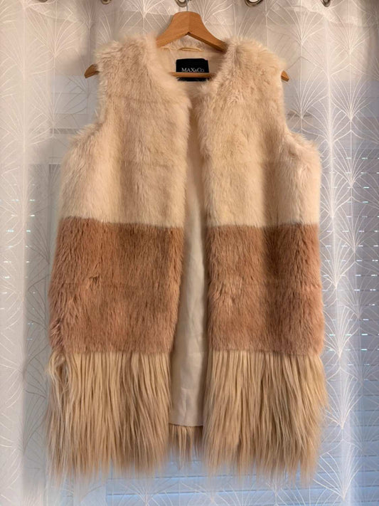 🧥🌸 Manteau Gilet Max&Co Faux Fur Crème/Rose - Douceur & Glamour