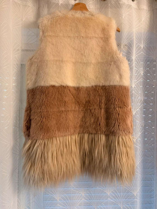🧥🌸 Manteau Gilet Max&Co Faux Fur Crème/Rose - Douceur & Glamour