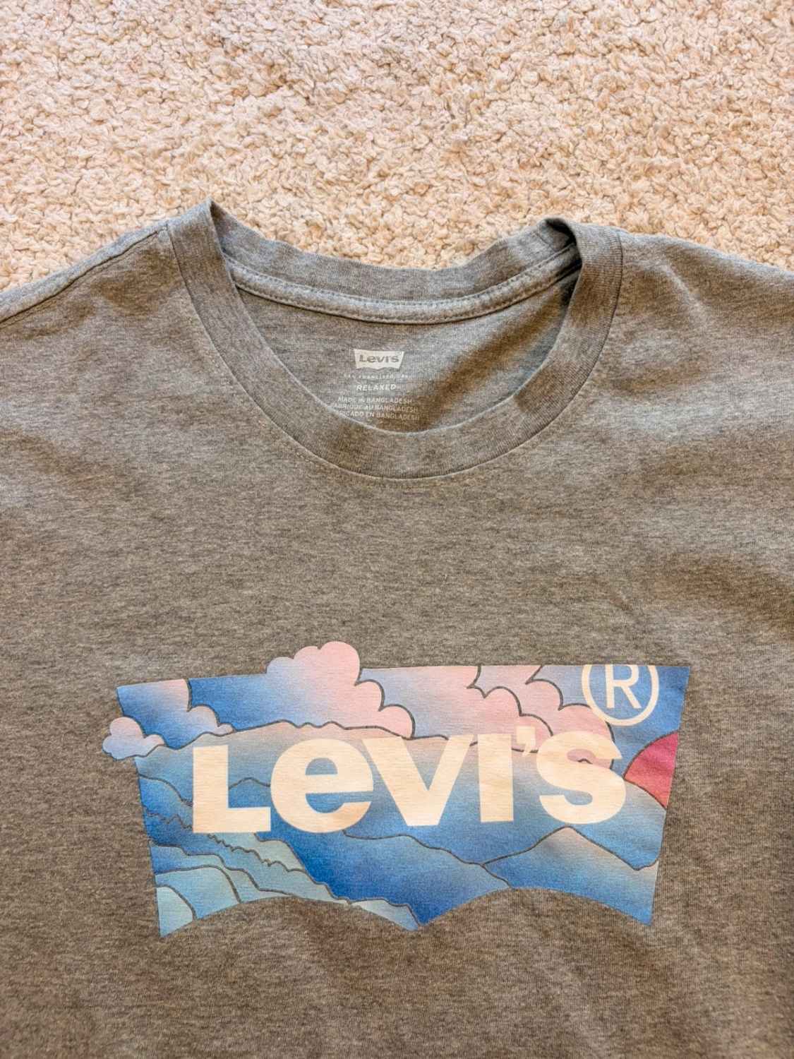 📜 T-shirt Levi’s Relaxed Fit Imprimé Gris - Authentique & Confortable