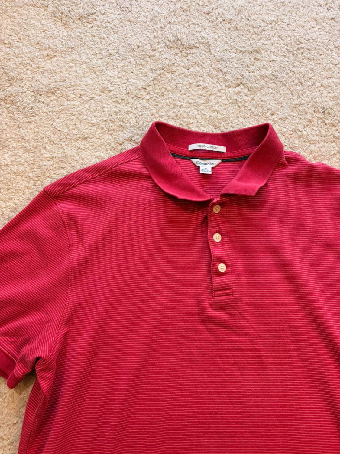 Polo Calvin Klein à Rayures Rouge/Blanc - Liquid Cotton & Élégant