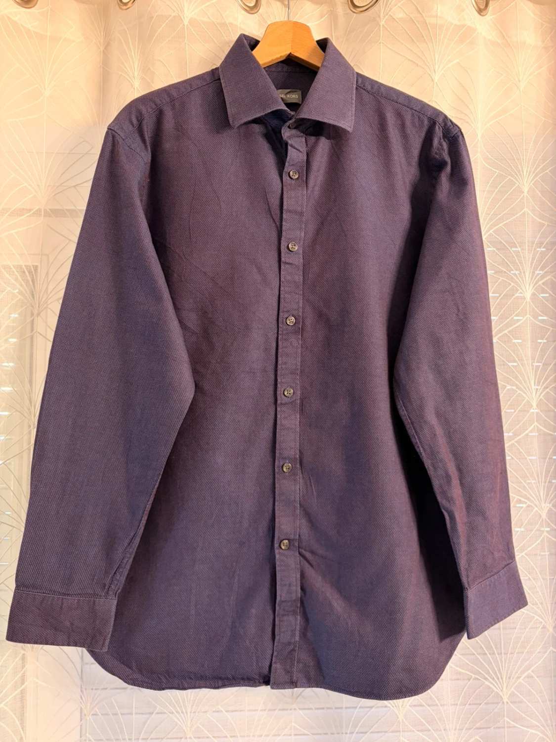 💜💙 Chemise Michael Kors Homme Slim Fit - Violet & Bleu Clair - Taille L