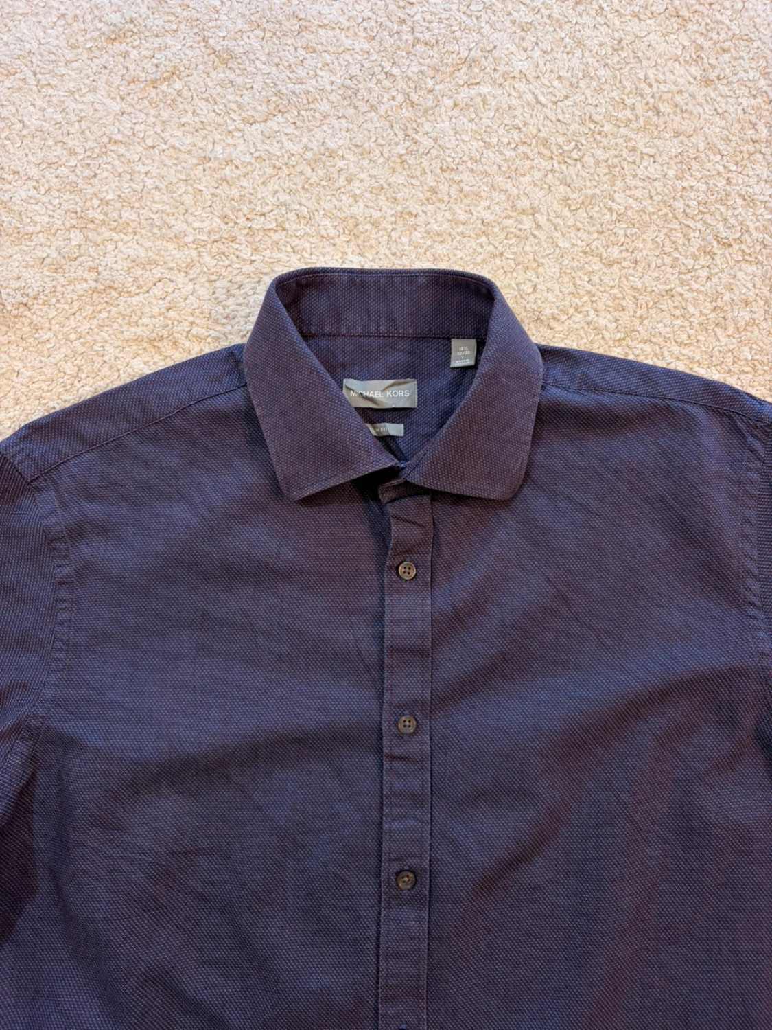 💜💙 Chemise Michael Kors Homme Slim Fit - Violet & Bleu Clair - Taille L
