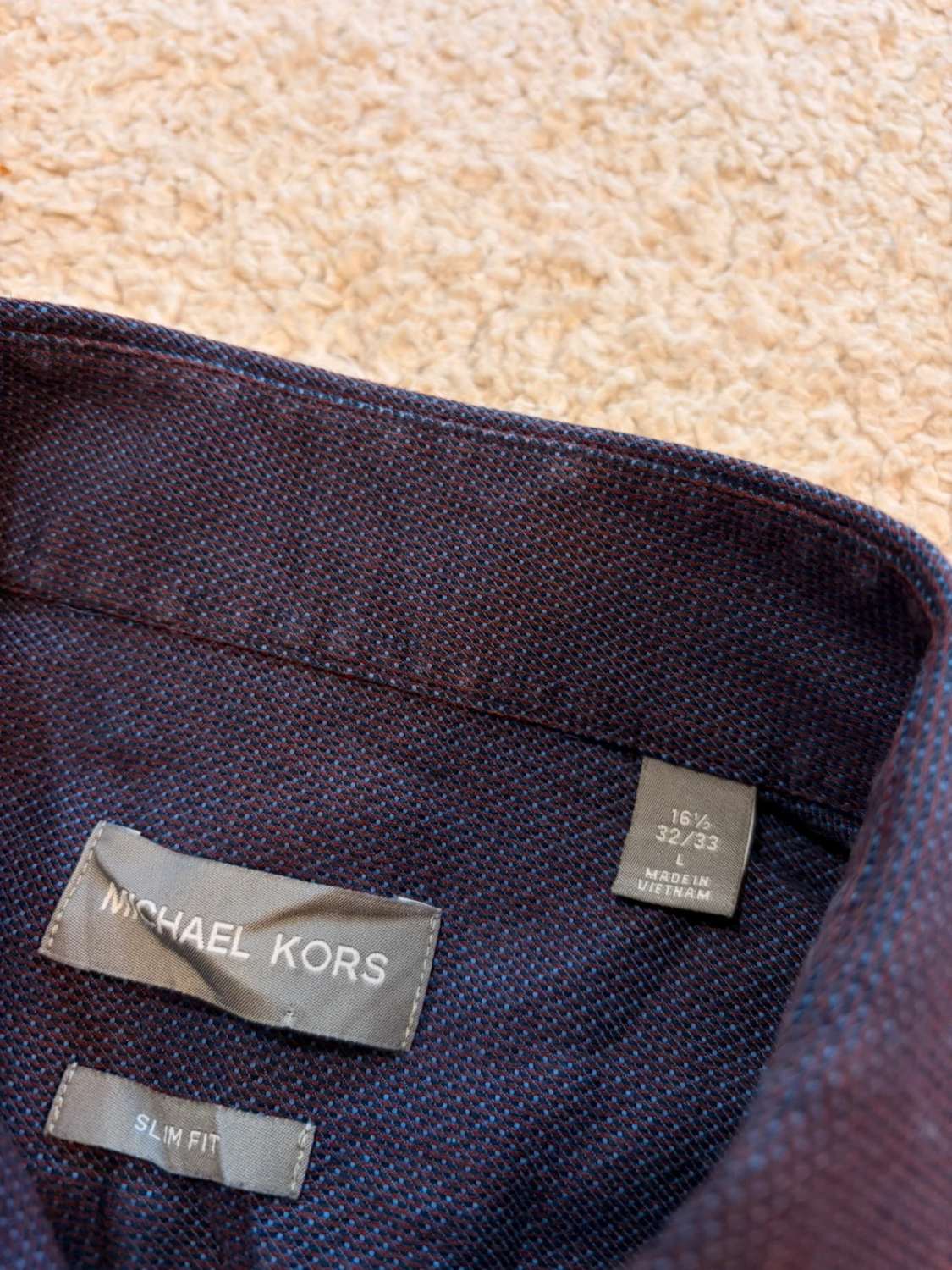 💜💙 Chemise Michael Kors Homme Slim Fit - Violet & Bleu Clair - Taille L
