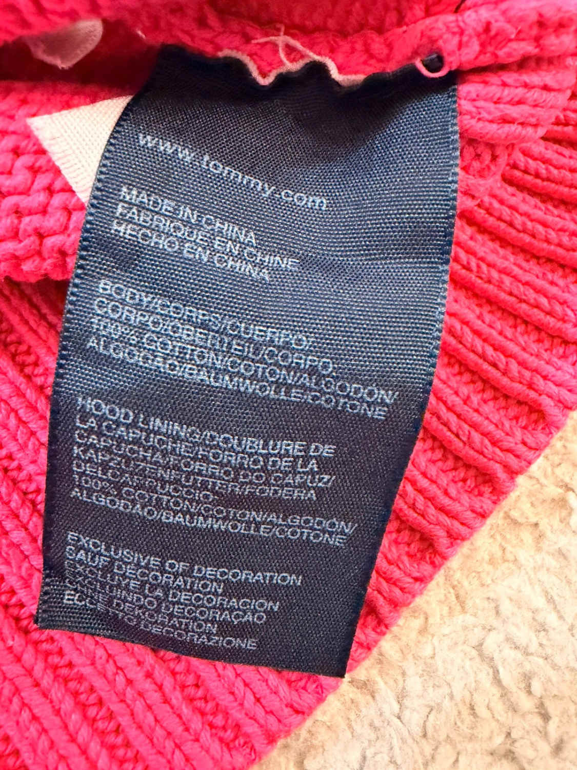 💖 Sweat à Capuche Tommy Hilfiger Femme Câble - Fuchsia - Taille L/G