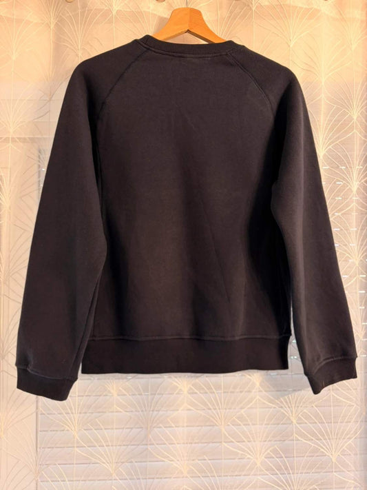 Sweat-shirt noir à manches raglan, vêtement d'occasion mode seconde main