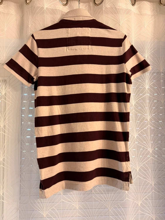 🍇 Polo Abercrombie & Fitch - Rayures Bordeaux & Beige - Taille S