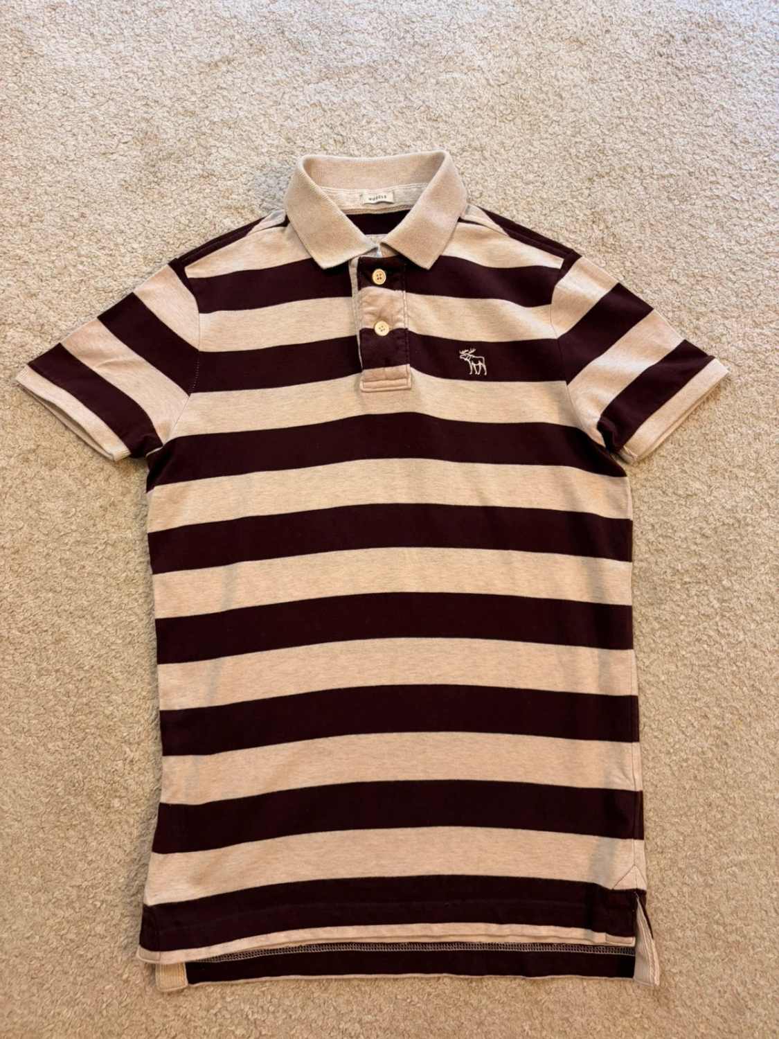 🍇 Polo Abercrombie & Fitch - Rayures Bordeaux & Beige - Taille S