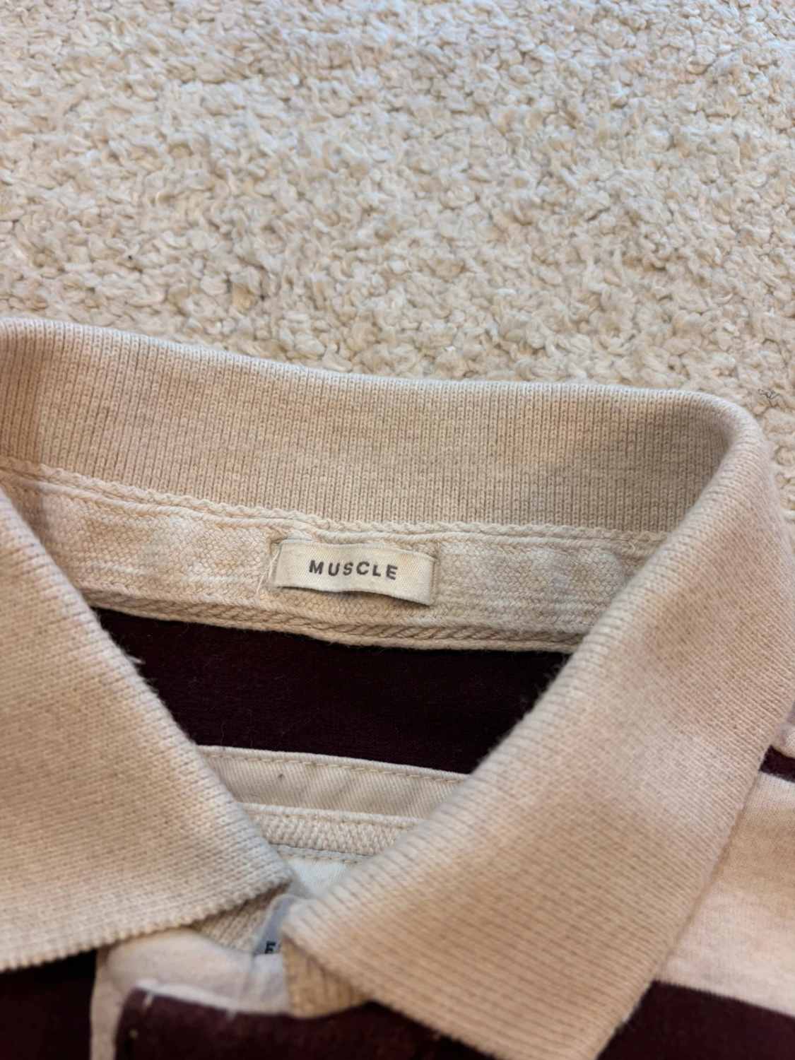 🍇 Polo Abercrombie & Fitch - Rayures Bordeaux & Beige - Taille S