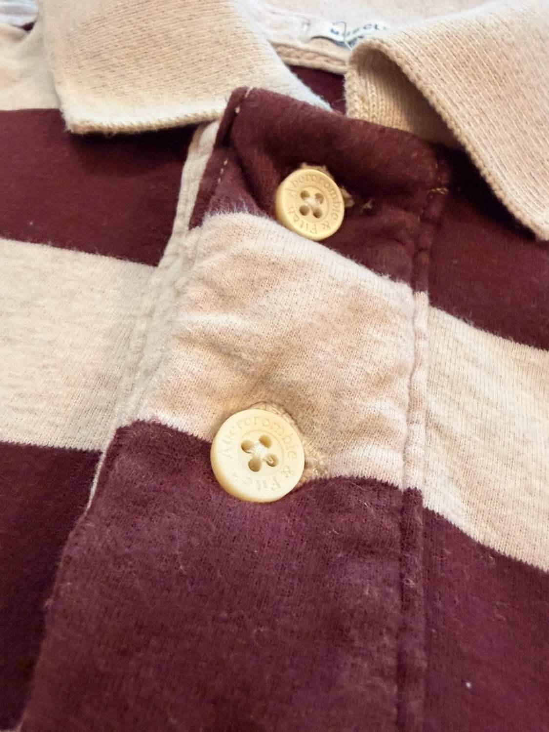 🍇 Polo Abercrombie & Fitch - Rayures Bordeaux & Beige - Taille S
