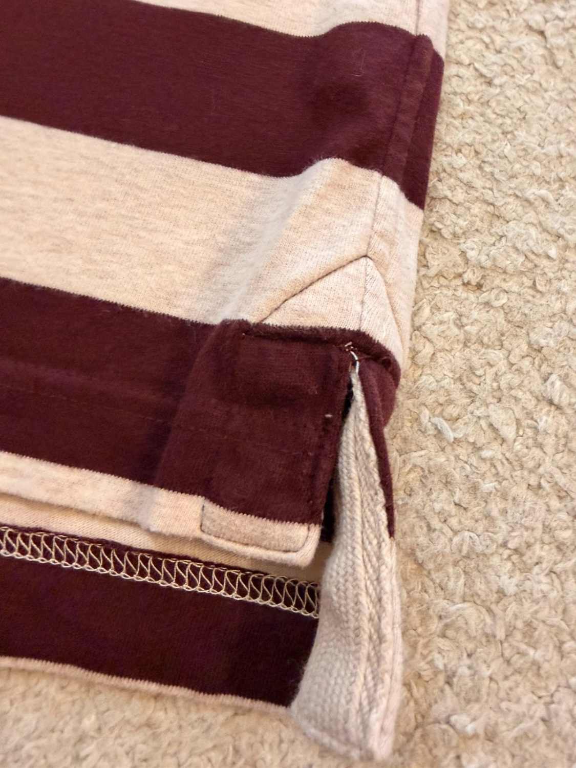 🍇 Polo Abercrombie & Fitch - Rayures Bordeaux & Beige - Taille S
