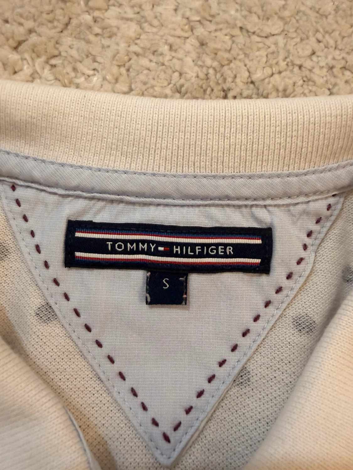 Polo Tommy Hilfiger Femme - Blanc à Motif Noir - Taille S