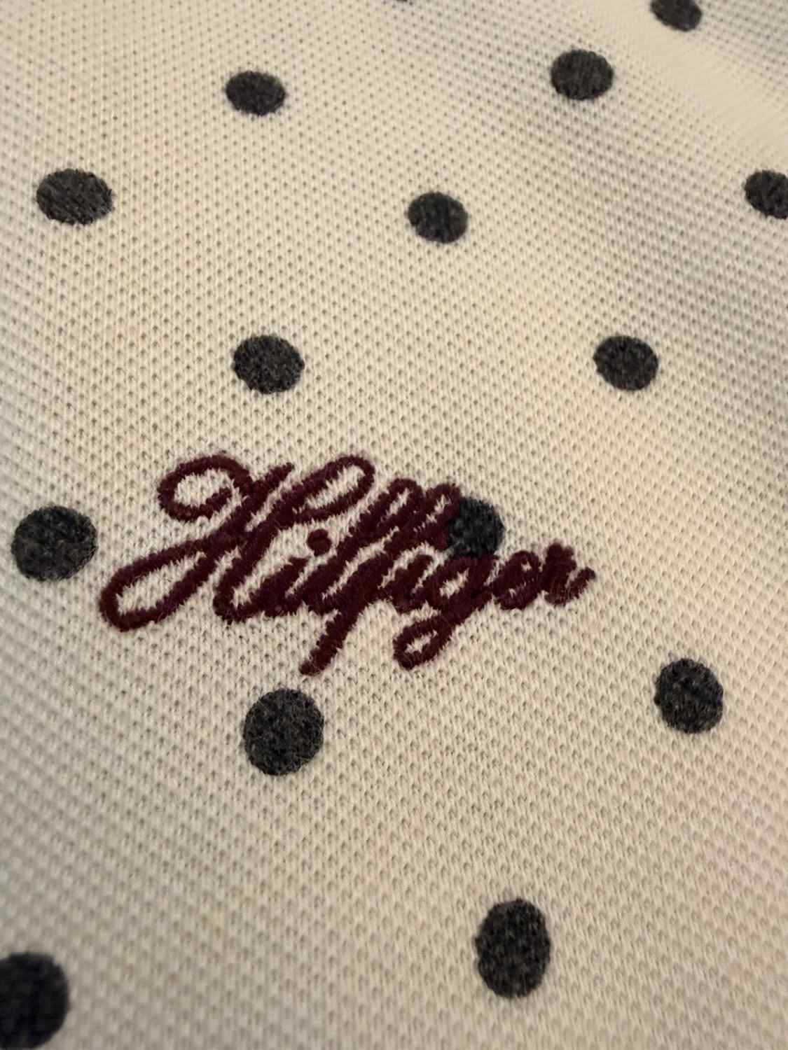 Polo Tommy Hilfiger Femme - Blanc à Motif Noir - Taille S