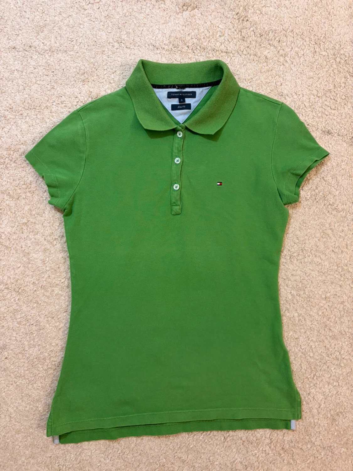 💚 Polo Tommy Hilfiger Femme Slim Fit - Vert - Taille S