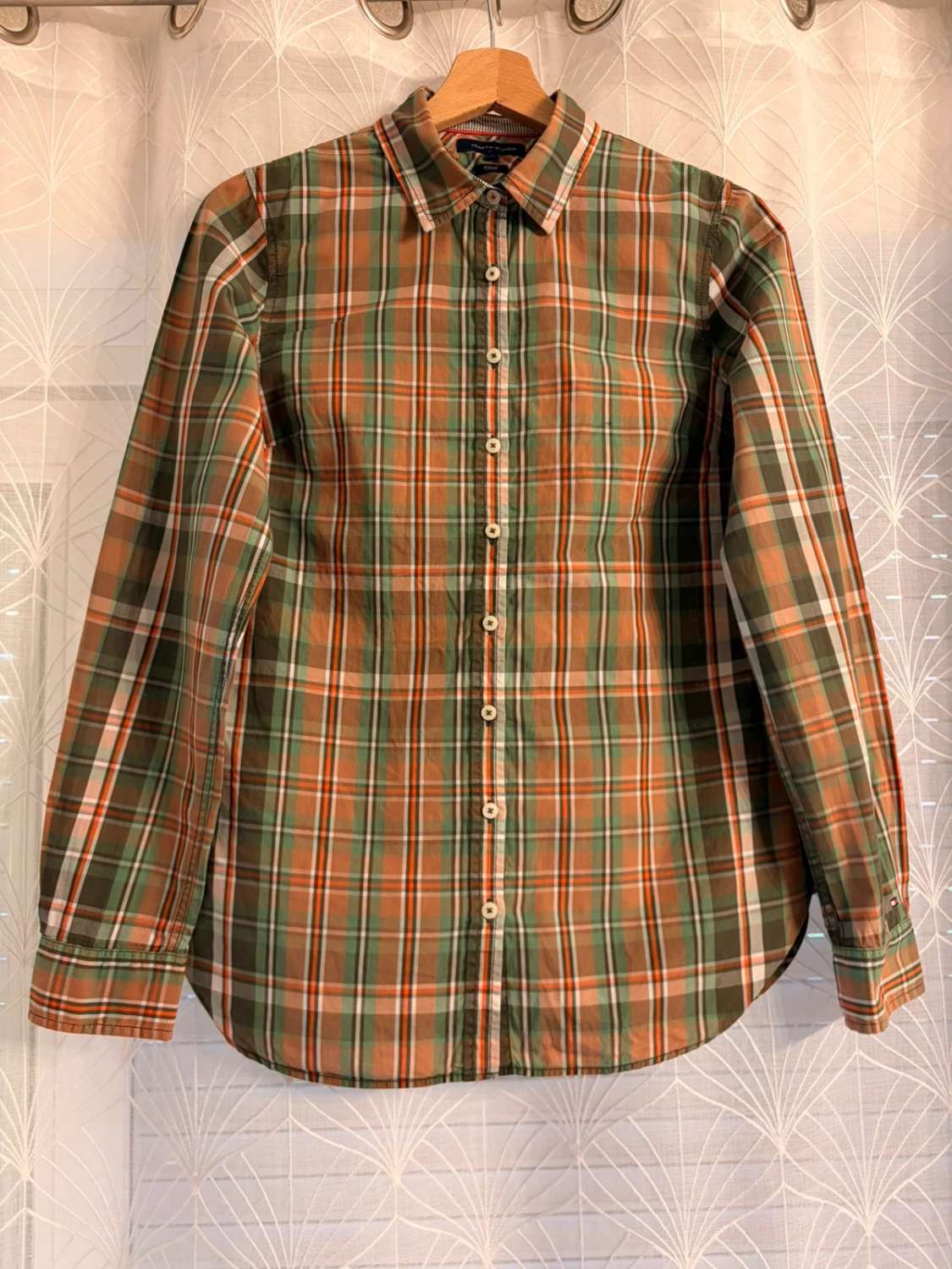 Chemise Tommy Hilfiger Femme Fitted - Carreaux Kaki/Marron/Vert/Rouge - Taille 6