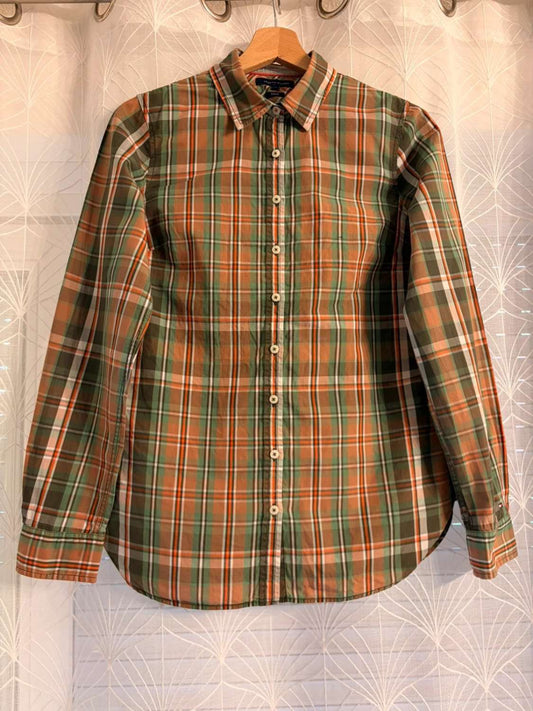 Chemise Tommy Hilfiger Femme Fitted - Carreaux Kaki/Marron/Vert/Rouge - Taille 6