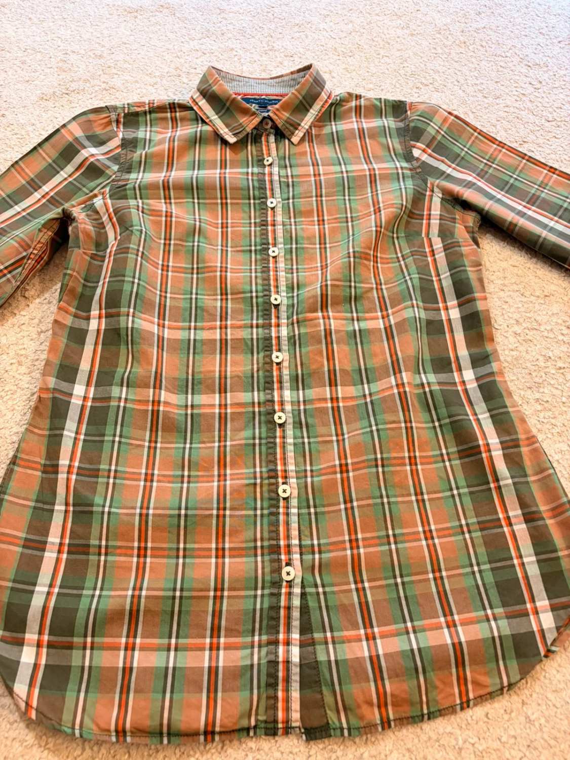 Chemise Tommy Hilfiger Femme Fitted - Carreaux Kaki/Marron/Vert/Rouge - Taille 6